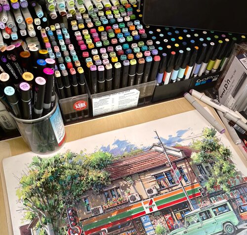 Touch马克笔168色彩绘双头速干酒精油性美术绘画专用水彩笔颜色笔
