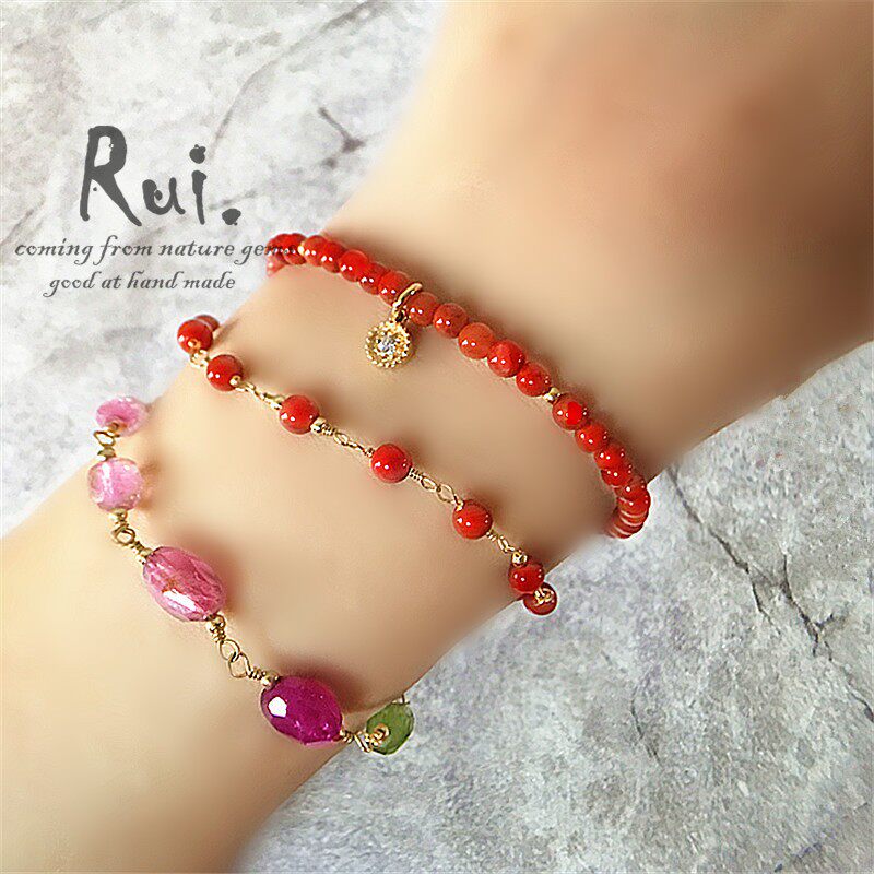 RUIPU 조디악 년 붉은 밧줄 천연 남쪽 붉은 마노 목걸이 여성 14K 금도금 핸드 쥬얼리 특별 정리 세일