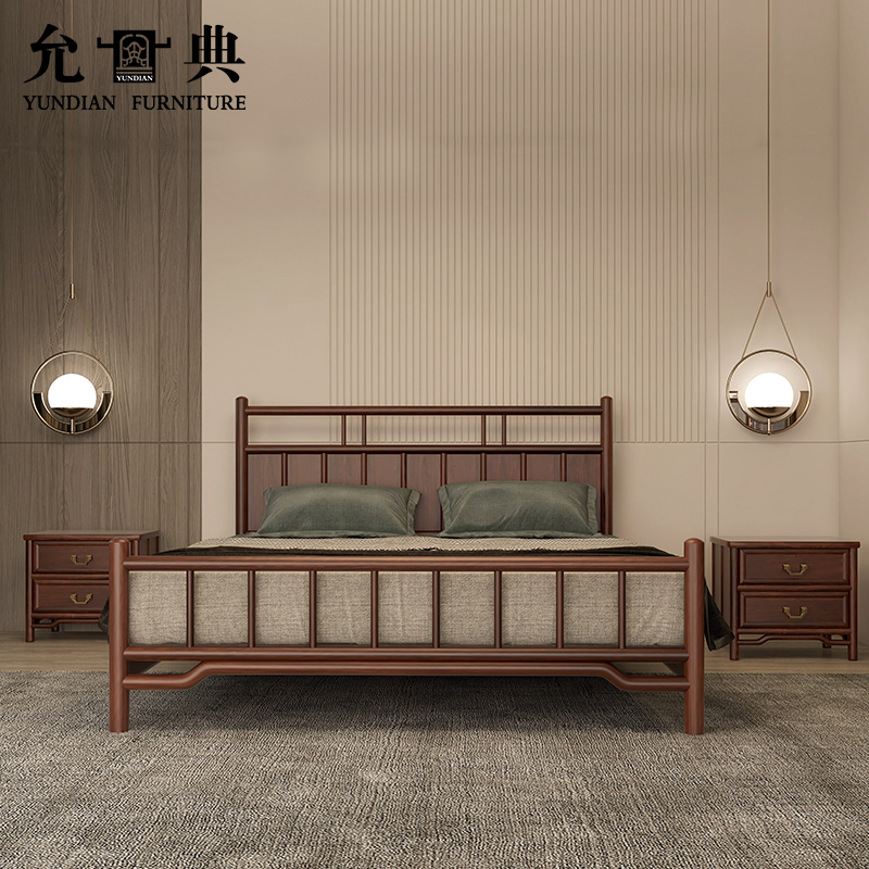 现代中式风卧室全实木床