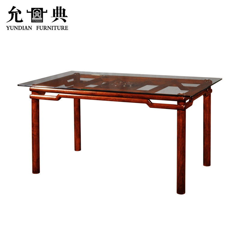 允典实木餐桌新中式餐厅长方形吃饭桌子明式餐桌家用全实木餐桌