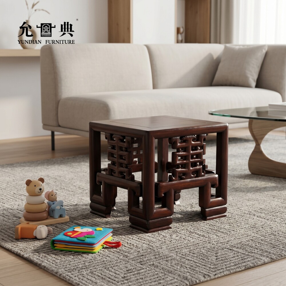 允典红木家具花梨木刺猬紫檀明式寿字小方凳换鞋凳小板凳新中式