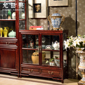 允典红木家具黑紫檀风车木明式 古典餐边柜 双门双抽酒柜新中式