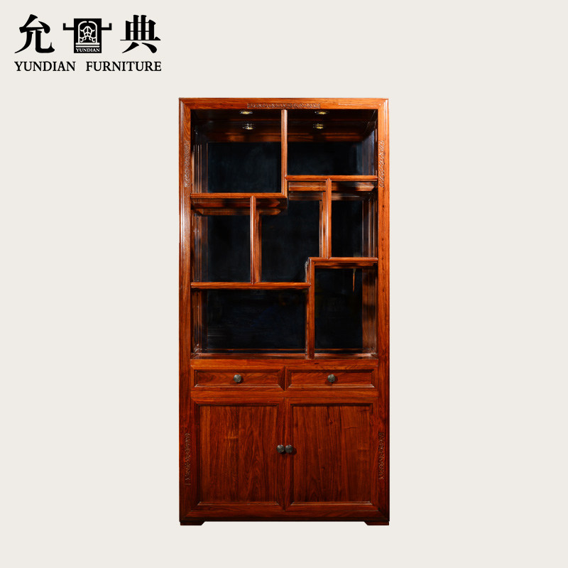 允典实木茶多宝阁展示柜博古架图片