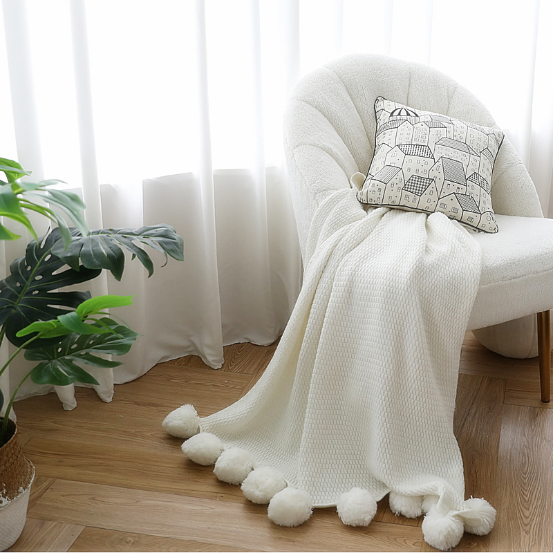 装典美家zoodiins简约搭毯北欧针织线毯毛线球可爱装饰床尾搭盖毯