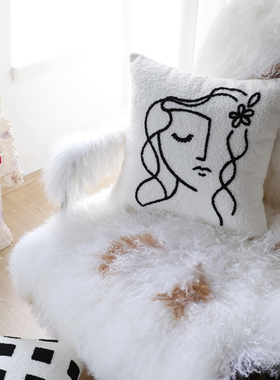 装典ZOODII黑白极简创意靠垫设计师系列沙发卧室抱枕刺绣腰枕客厅
