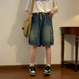 夏季牛仔工装五分裤薄款破洞宽松短裤K2203/P55，男装牛仔裤，星座202-3