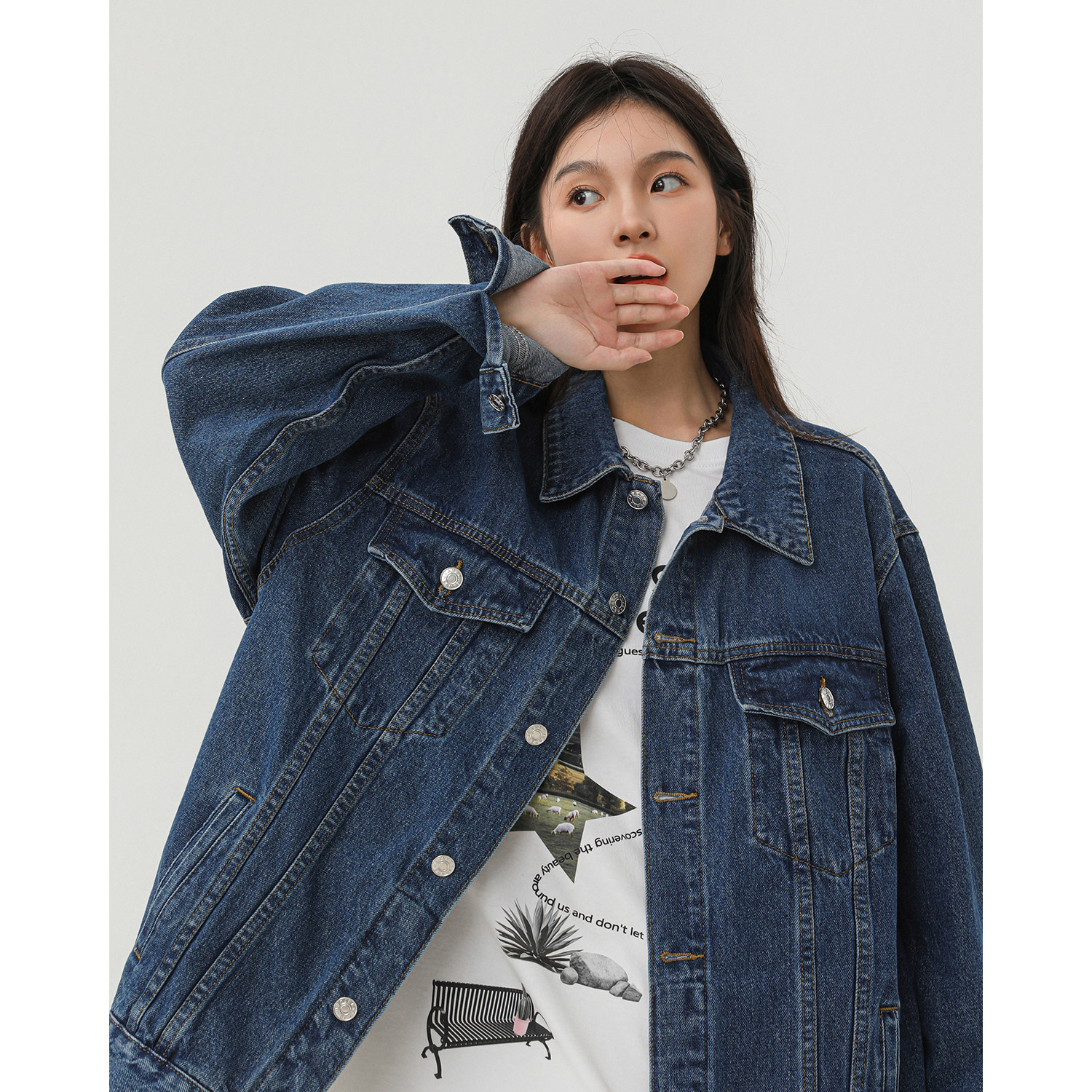 净版水洗翻领多口袋潮流牛仔夹克情侣款外套N601/P105，男装夹克，星座202-3