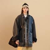 撞色潮流水洗夹克中性情侣宽松牛仔外套2015/P98/148，男装工装外套，星座202-3