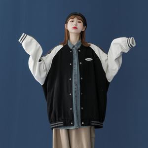 青春撞色棒球服潮流情侣字母夹克上衣 9106/P95/148图片