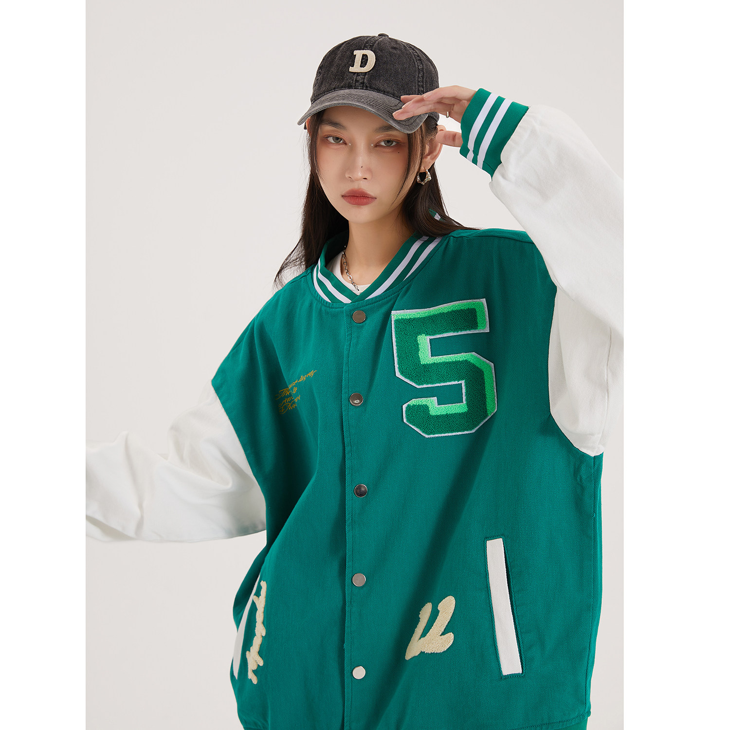 字母水洗毛巾料刺绣棒球服夹克情侣外套976/P100,男装夹克,星座202-3