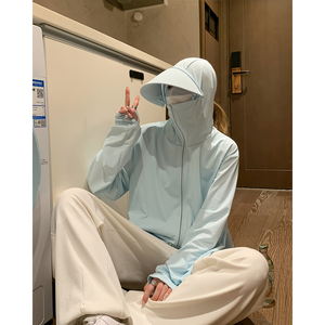 夏季纯色情侣款连帽长袖防晒衣薄款外套 F109 /P39图片
