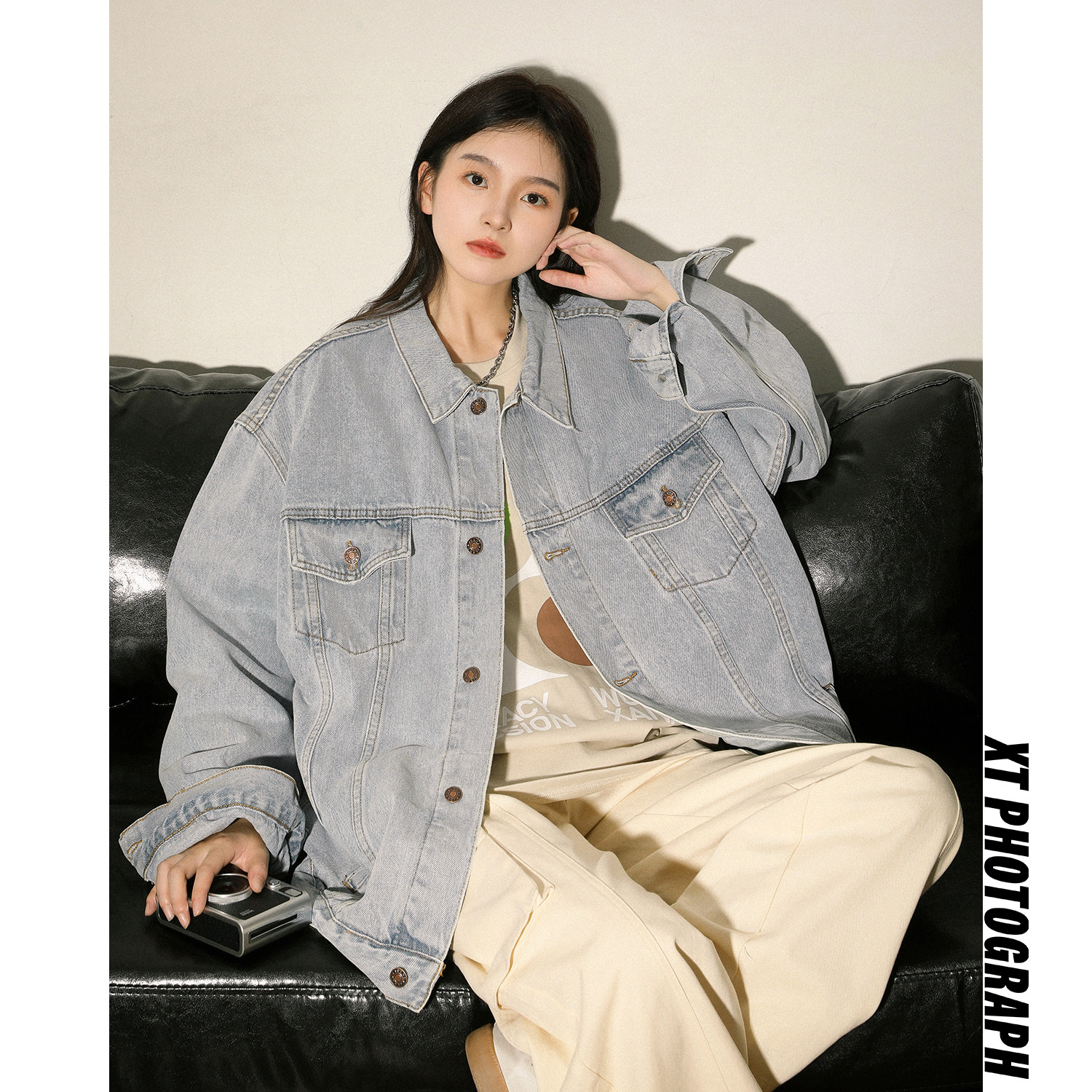 净版水洗翻领多口袋潮流牛仔夹克情侣款外套N601/P105，男装夹克，星座202-3