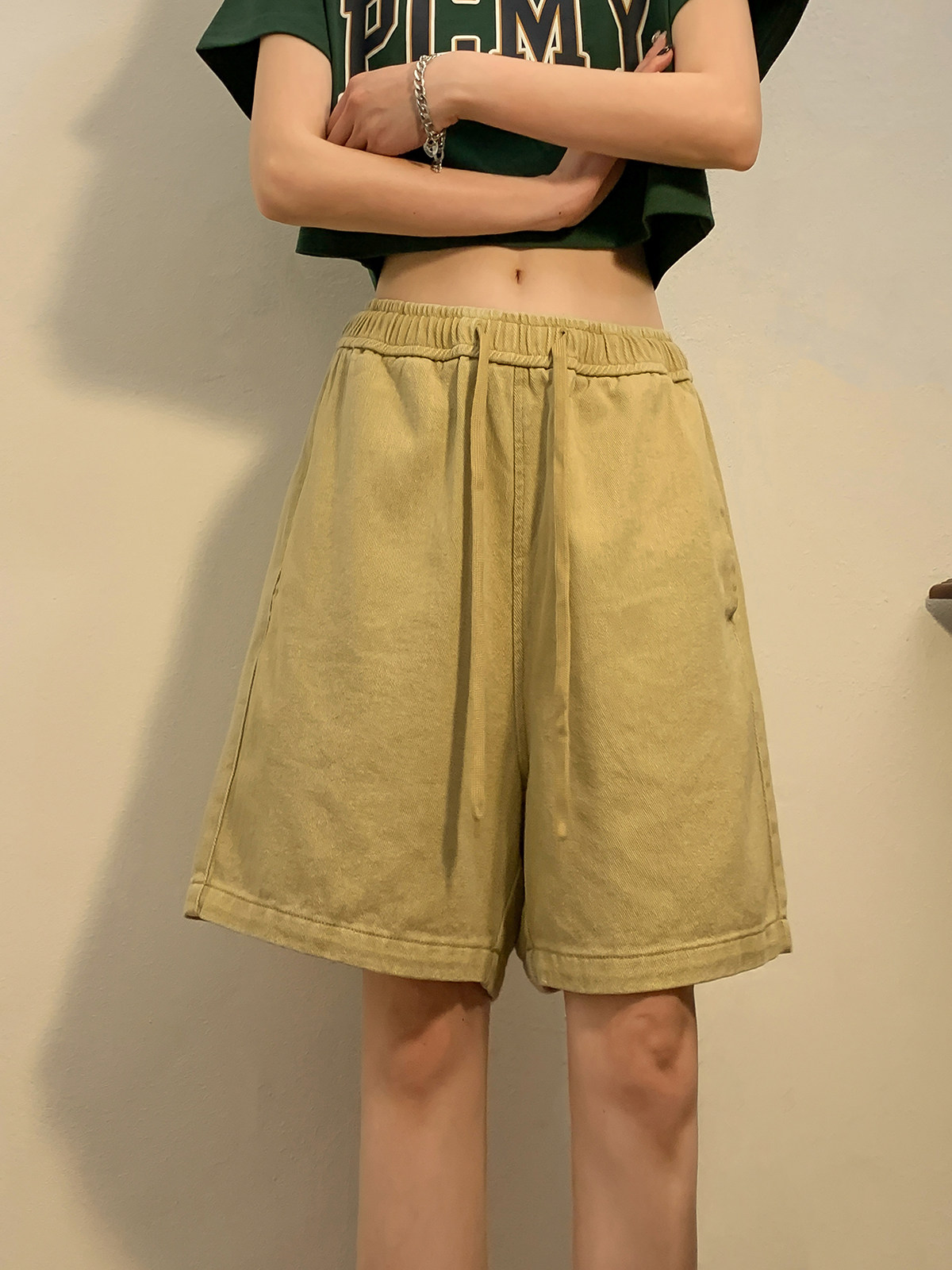 夏季水洗工装五分裤情侣潮流沙滩裤中腰短裤K2202/P50，男装牛仔裤，星座202-3