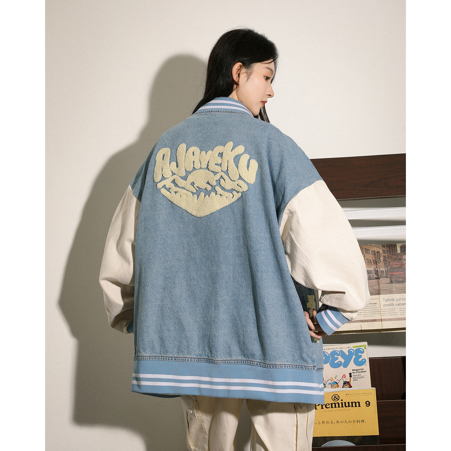 字母水洗毛巾料刺绣棒球服夹克情侣外套976/P100,男装夹克,星座202-3