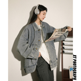 情侣款斜兜潮流休闲宽松牛仔夹克上衣N9001/P105，男装夹克，星座202-3