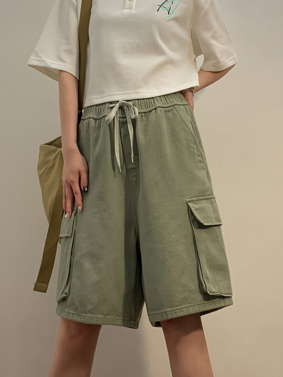 七色夏季水洗工装直筒潮流情侣中裤彩色短裤K2201/P55，男装牛仔裤，星座202-3