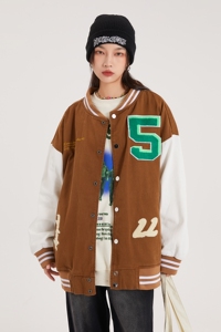 字母水洗毛巾料刺绣棒球服夹克情侣外套 976 / P100图片