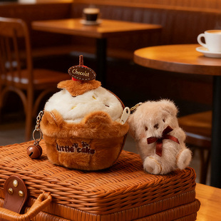 正版原创可爱创意巧克力屋小兔子毛绒公仔情侣包包挂件女生礼物