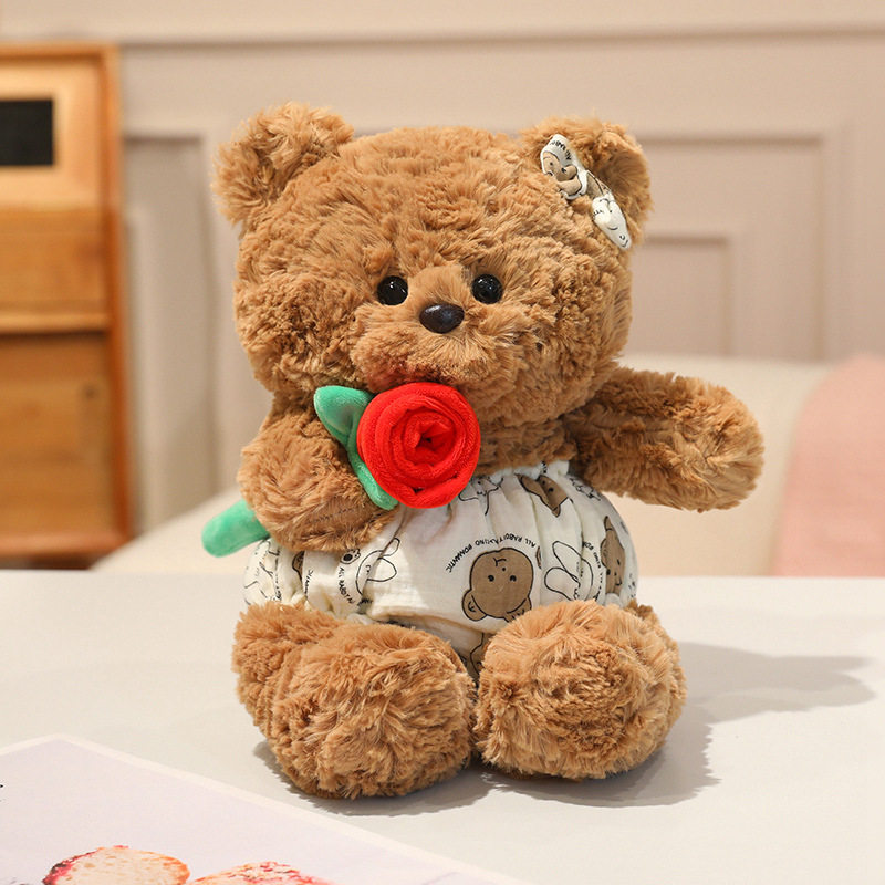 玫瑰花束小熊玩偶毛绒玩具公仔抱枕娃娃情人节七夕礼物送男女朋友