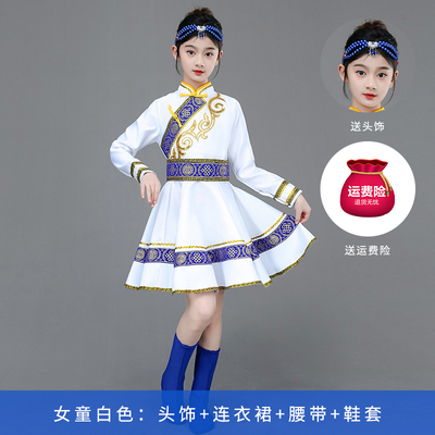 蒙古族儿童演出服女童蒙古舞蹈服装幼儿民族服饰蒙族蒙古袍表演夏 — 5