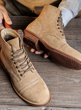 8111马丁靴子复古真皮8083工装靴男反绒皮短靴阿美咔叽伞兵靴牛皮