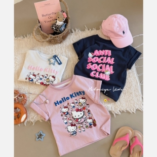 亲子卡通凯蒂发泡可爱短袖 新款 女童T恤 2026年春季 Spring韩国童装