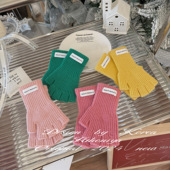 宝宝款 Spring韩国童装 纯色分指保暖毛线半指手套韩版 新款 2024冬季