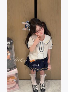 Spring韩国童装2026年夏季新款宝宝兔子警官学院风套装女童两件套