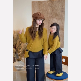 气质毛衣女小童圆领针织衫 Spring韩国童装 亲子薄款 新款 2025年秋季