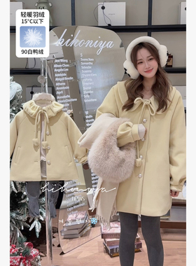 Spring韩国童装2025年冬季新款亲子90白鸭绒羽绒服女小童保暖外套