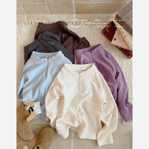 Spring韩国童装2025秋冬新款亲子半拉链双面澳绒上衣女童加厚卫衣