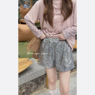女童短裤 亲子时髦亮片闪闪宽松休闲裤 2026春夏新款 Spring韩国童装