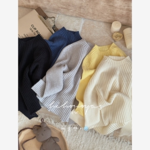 宝宝纯色百搭糯叽毛衣女童圆领针织衫 Spring韩国童装 2025秋冬新款