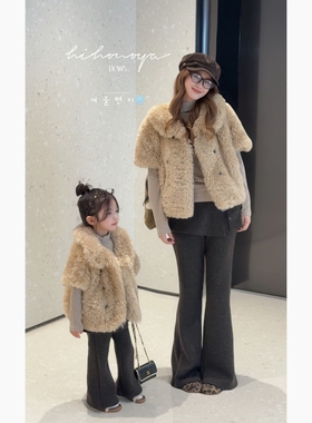 Spring韩国童装2025年冬季新款亲子轻奢环保托斯卡纳马甲女童坎肩