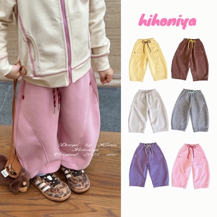 女童加绒弯刀裤 Spring韩国童装 直筒小脚卫裤 亲子款 2025年秋冬新款