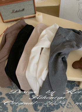 Spring韩国童装2024秋冬新款女童洋气纯色高弹踩脚连脚保暖连裤袜