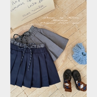 Spring韩国童装2025年秋季新款亲子拼接抽绳百褶裙裤女童半身裙子