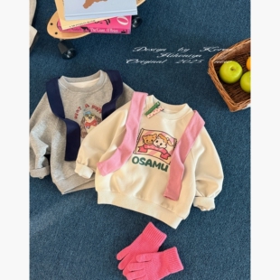 亲子卡通动漫宽松减龄卫衣女童T恤 新款 Spring韩国童装 2025年秋季