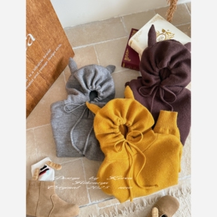 Spring韩国童装 亲子毛绒针织抗起球卫衣女童连帽外套 2025秋冬新款