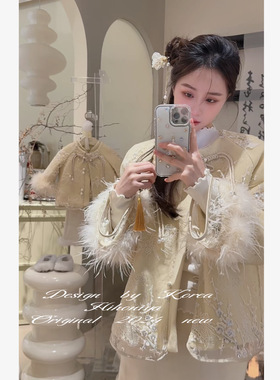 Spring韩国童装2024冬季亲子气质国风90白鸭绒羽绒服女童保暖外套