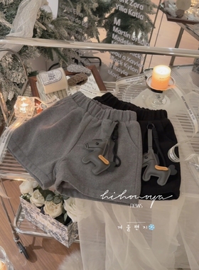 Spring韩国童装2025冬季新款亲子毛呢显瘦920g加绒短裤女童休闲裤