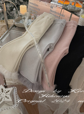 Spring韩国童装2025秋冬宝宝款毛毛保暖韩版加厚喇叭裤女童休闲裤