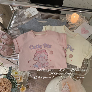 2025春季 女童夏季 亲子款 短袖 T恤 小狗印花圆领韩版 Spring韩国童装
