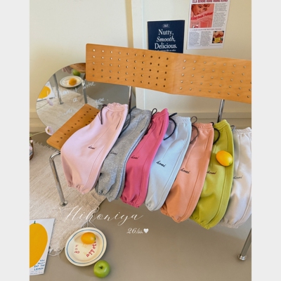 Spring韩国童装2026年春季新款亲子多巴胺刺绣宽松卫裤女童休闲裤