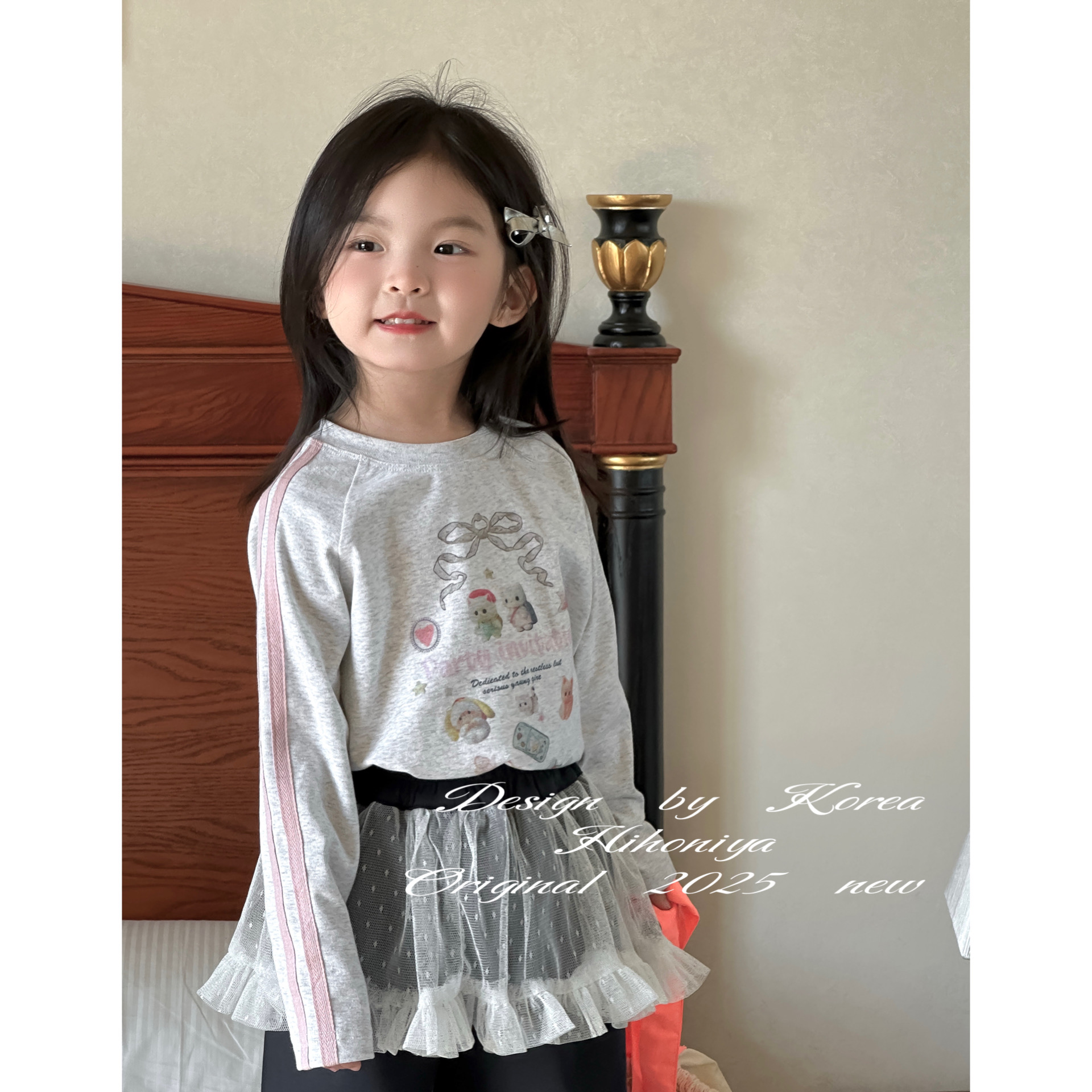 Spring韩国童装2025春夏季新款亲子卡通印花长袖T恤女童圆领卫衣