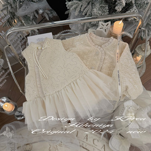 2024冬季 宝宝款 新款 韩版 重工亮片网纱裙气质套装 Spring韩国童装