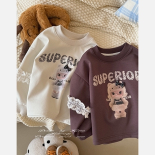 亲子卡通宽松卫衣女童圆领长袖 新款 T恤 2025年秋季 Spring韩国童装