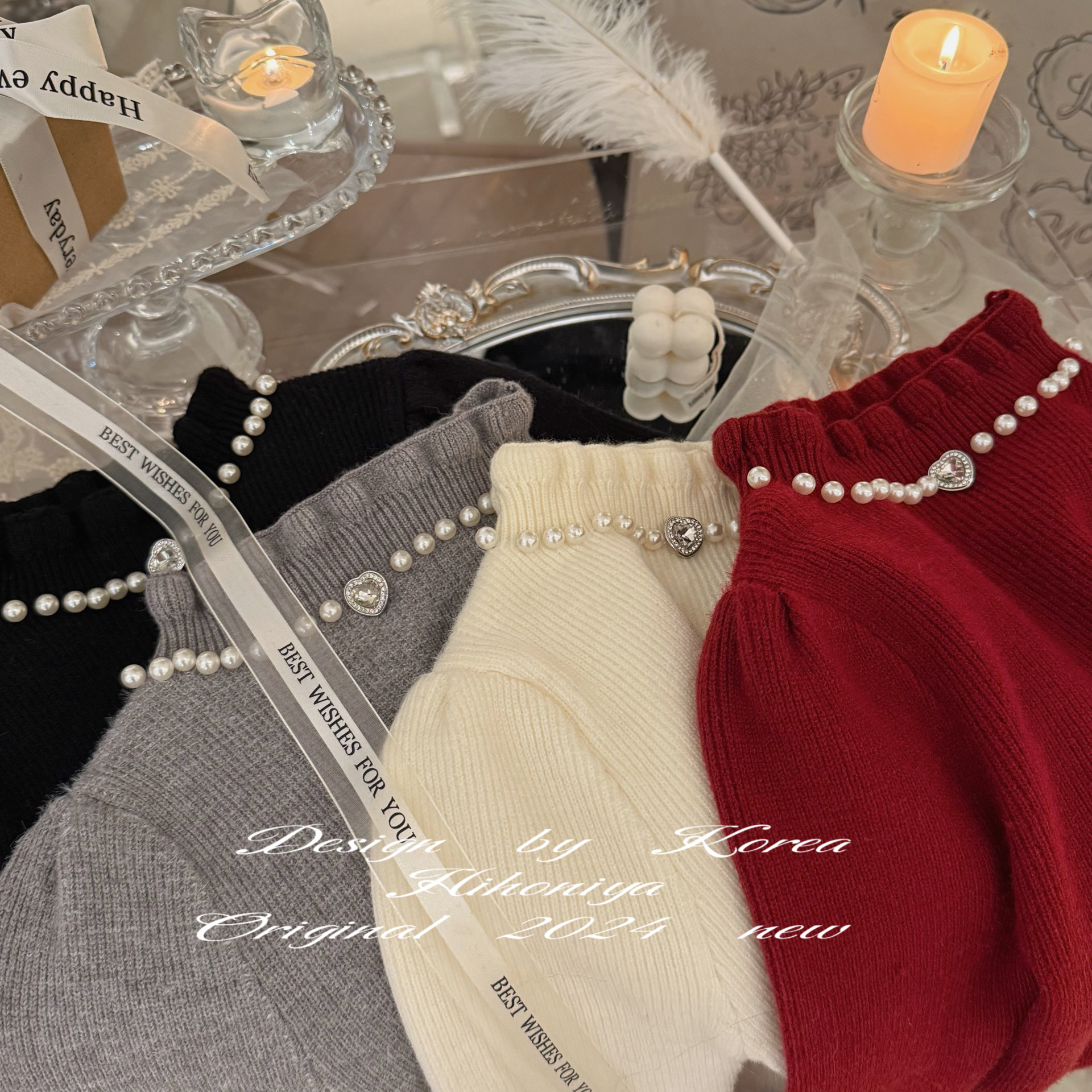 Spring韩国童装2024年冬季珍珠亮钻洋气韩版女童圆领套头针织毛衣