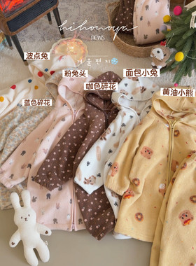 Spring韩国童装2025年冬季新款亲子甜美雪粒绒300g家居服女童睡裤