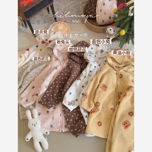 Spring韩国童装2025年冬季新款亲子甜美雪粒绒300g家居服女童睡裤